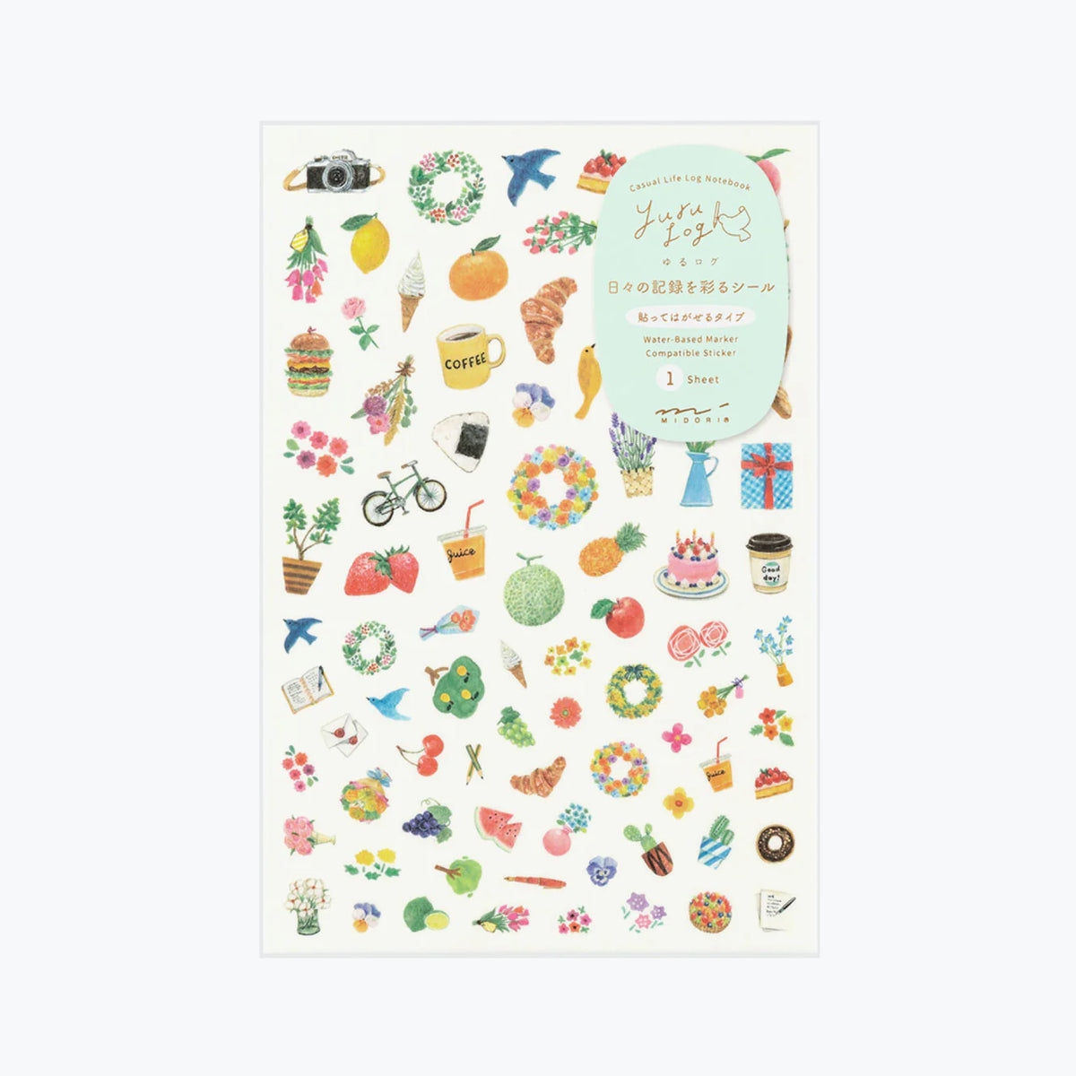 Midori Yuru Log Planner Sticker Sheet - 1 Sheet