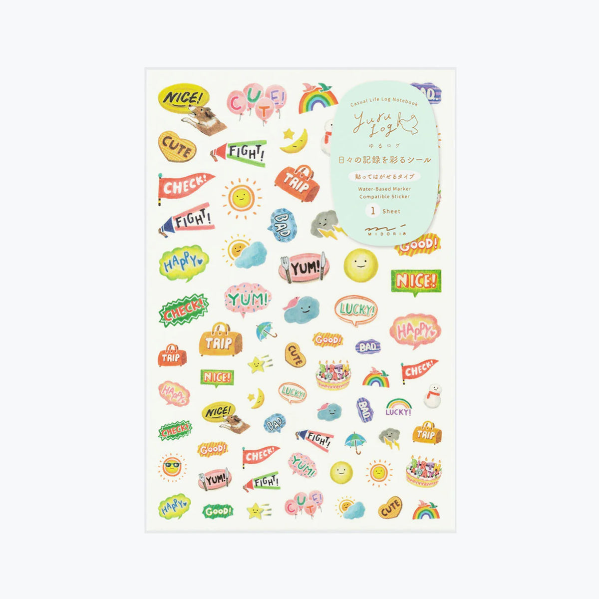 Midori Yuru Log Planner Sticker Sheet - 1 Sheet