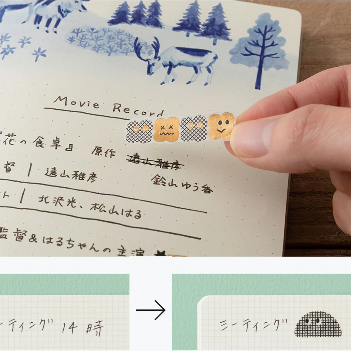 Midori Yuru Log Planner Sticker Sheet - 1 Sheet