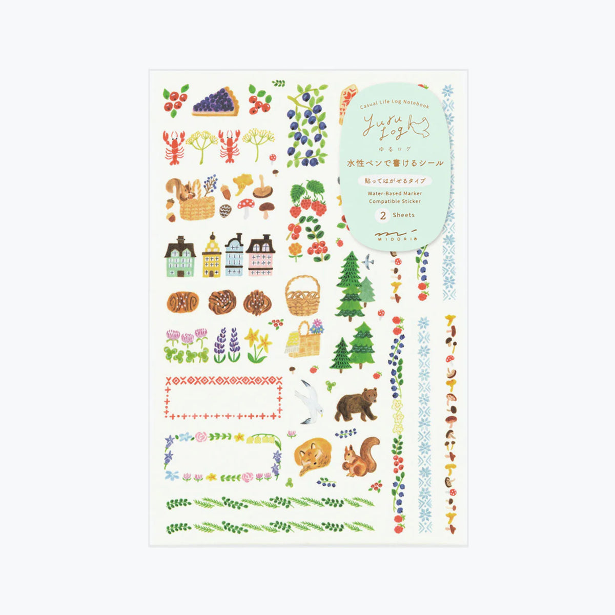 Midori Yuru Log Planner Sticker Sheets - 2 Sheets