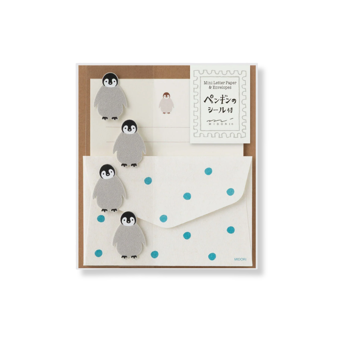Midori Animal Sticker Mini Letter Set - Penguin