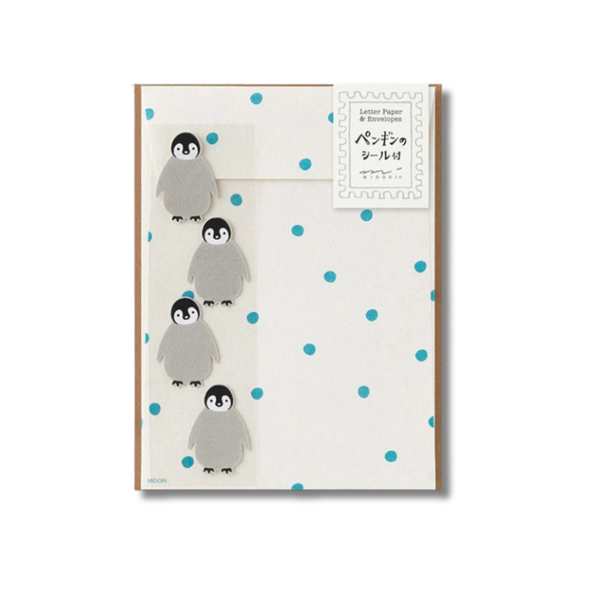 Midori Letter Set with Fluffy Animal Stickers - Penguin