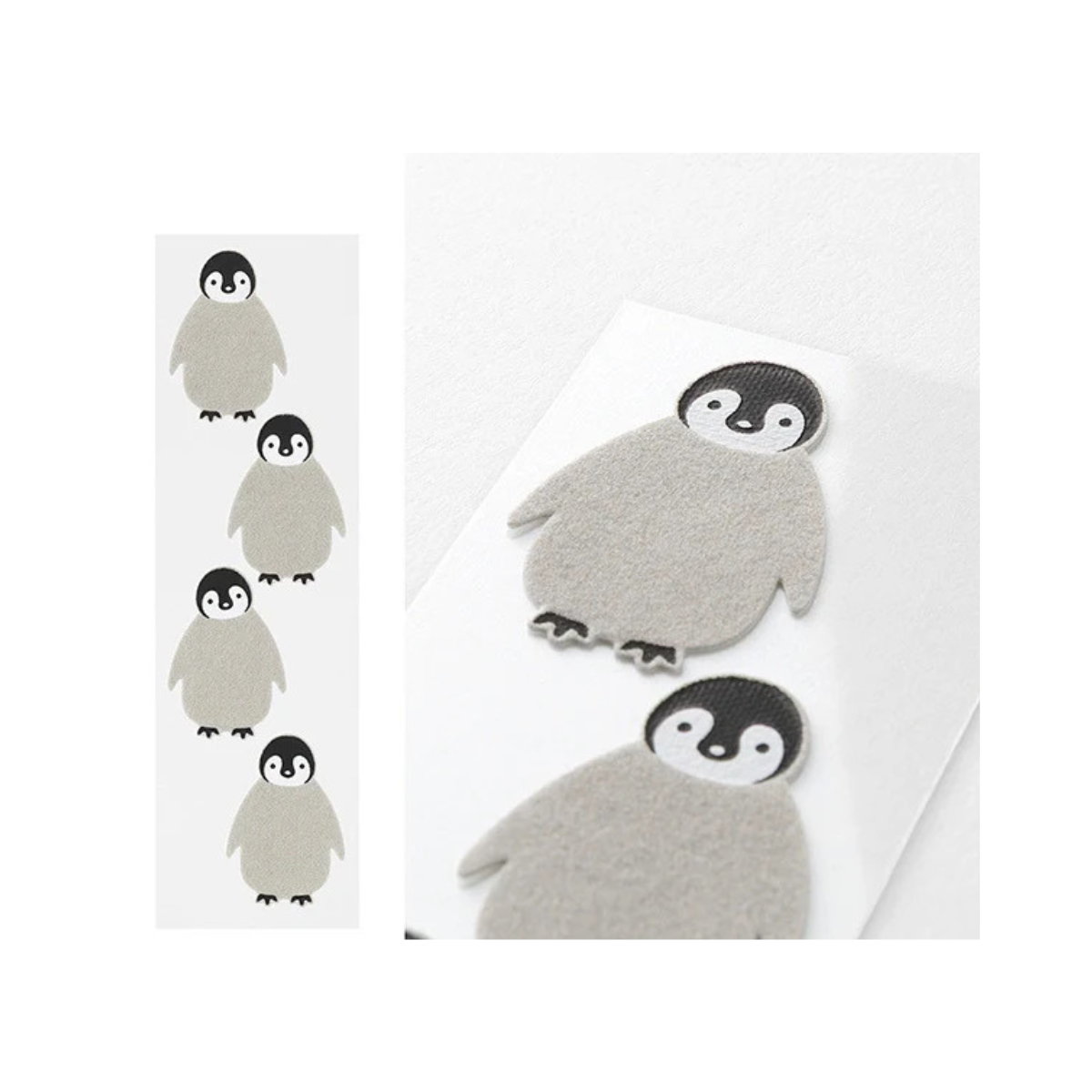 Midori Letter Set with Fluffy Animal Stickers - Penguin