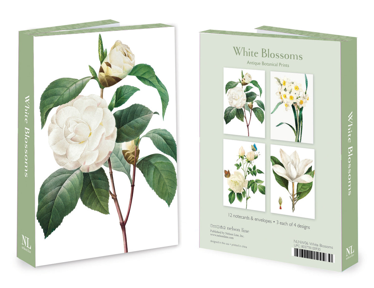 Nelson Line White Blossoms Notecard Wallet