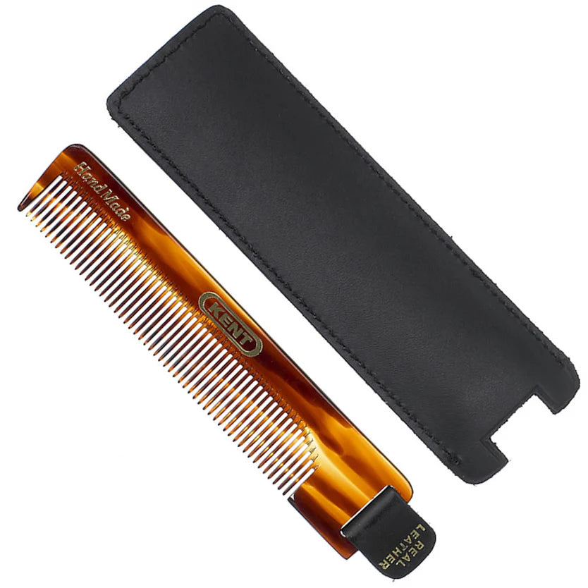 Kent Handmade 112mm Comb with Leather Tab and Case - NU22