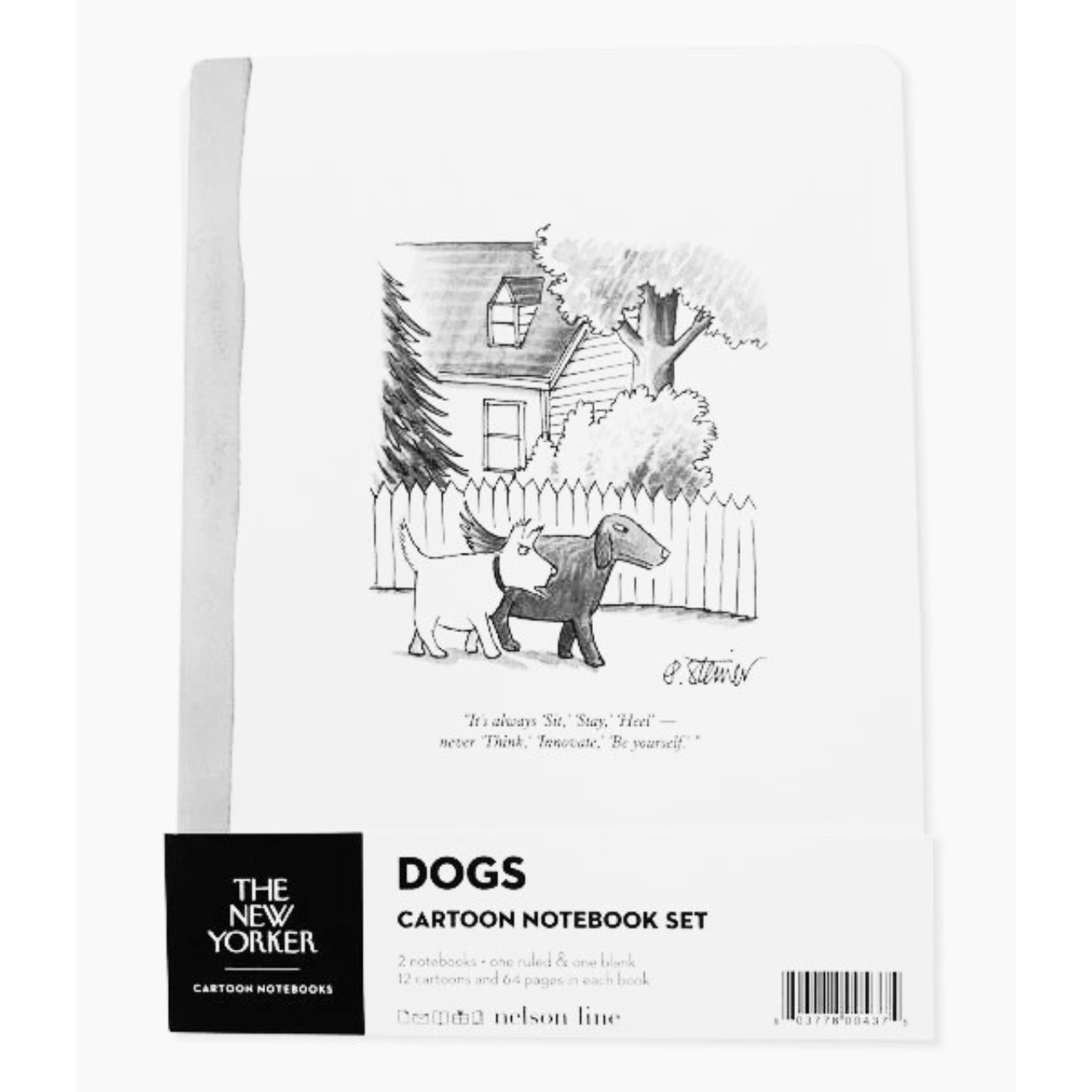 Cartoon notebook set with dog illustration on a white background