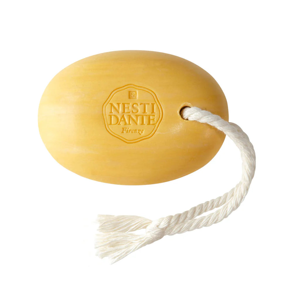 The light gold bar of soap with the substantial rope hanger