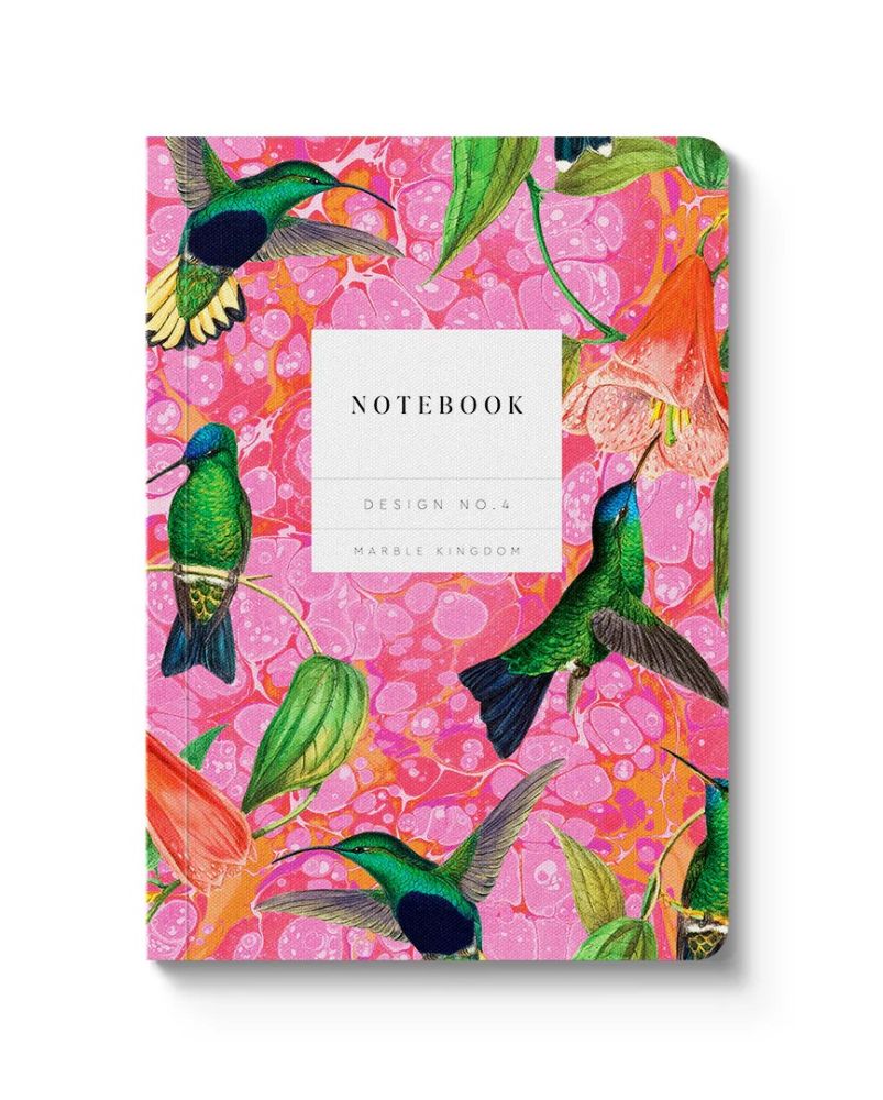 Ohh Deer A6 Premium Paperback Notebook - Marble Hummingbirds