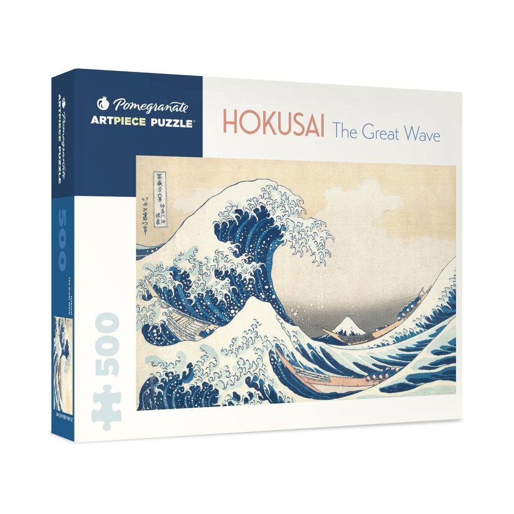 Pomegranate ArtPiece Puzzle box featuring Hokusai's 'The Great Wave' design.