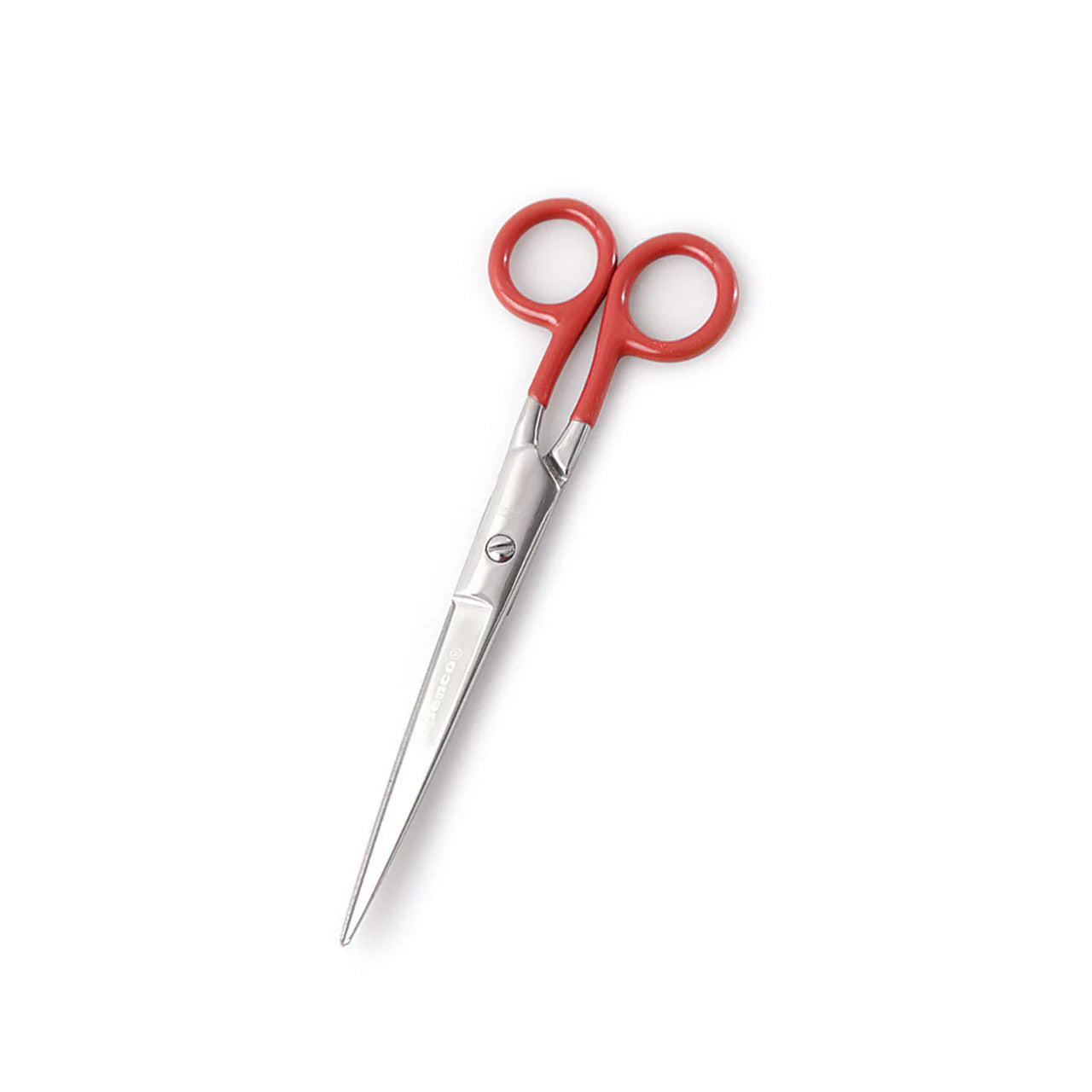 Pair of Penco scissors with green handles on a white background
