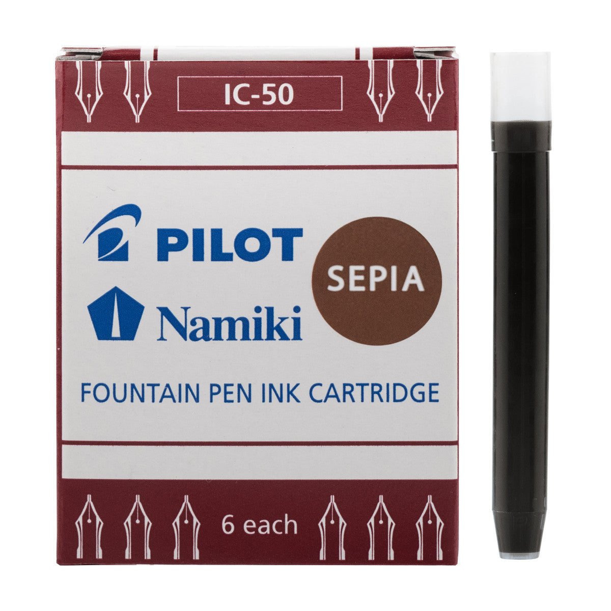 Pilot Namiki fountain pen ink cartridge packaging with a single cartridge on a white background