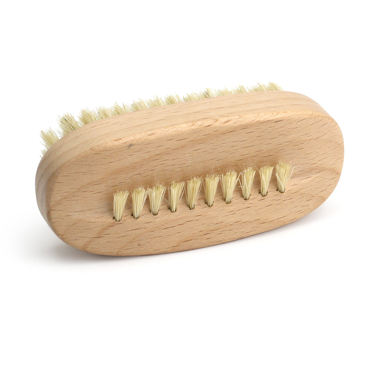 top view of the natural beechwood  nail brush from Redecker, Germany