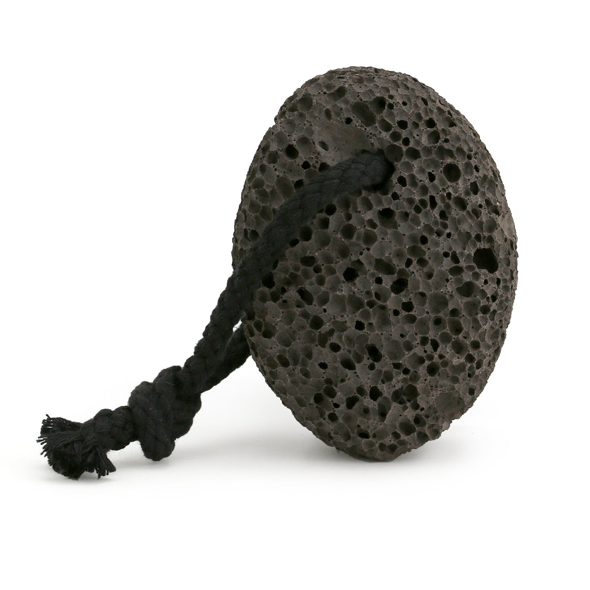 black volcanic pumice stone on black rope from Redecker, Germany
