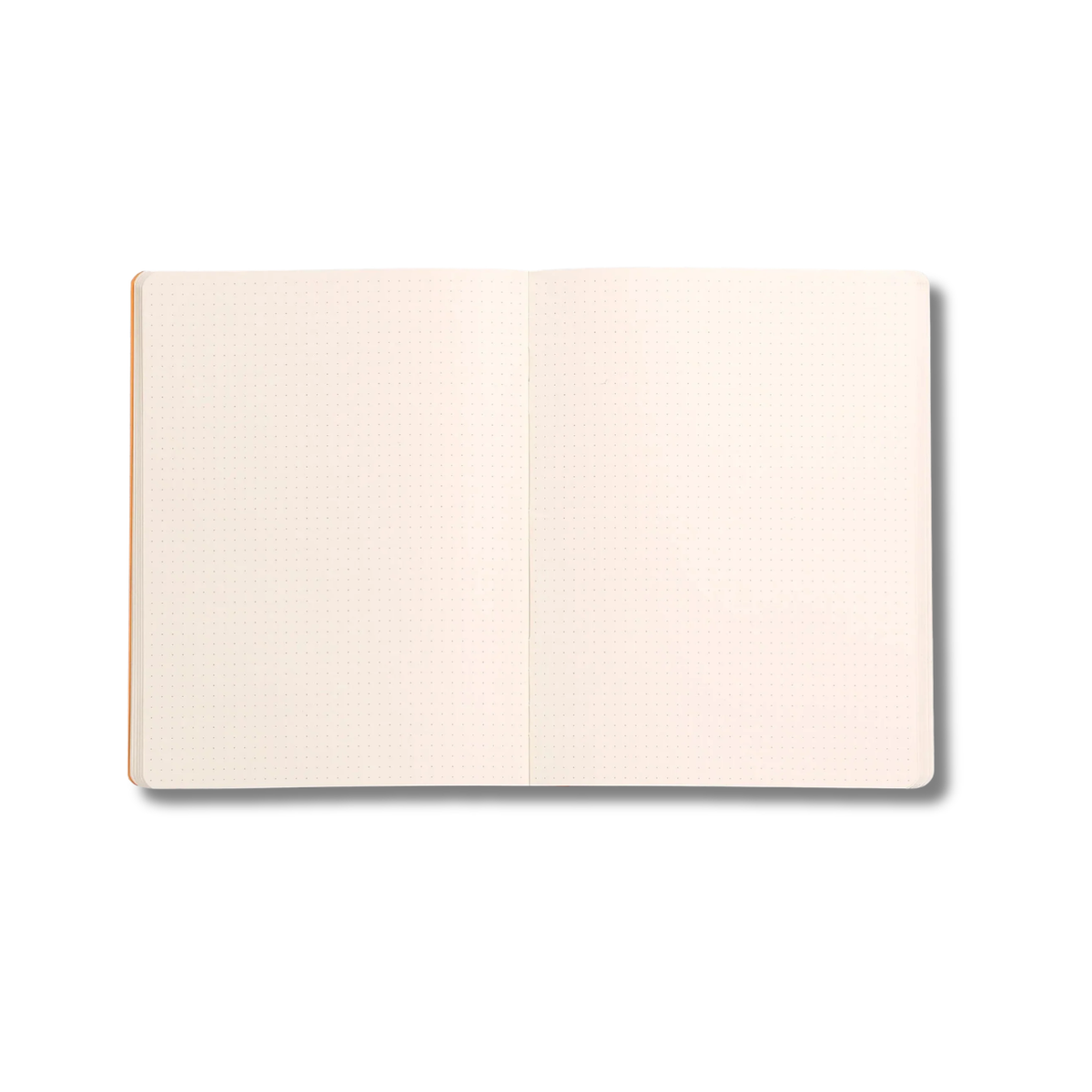 Open notebook with cream-colored pages on a white background