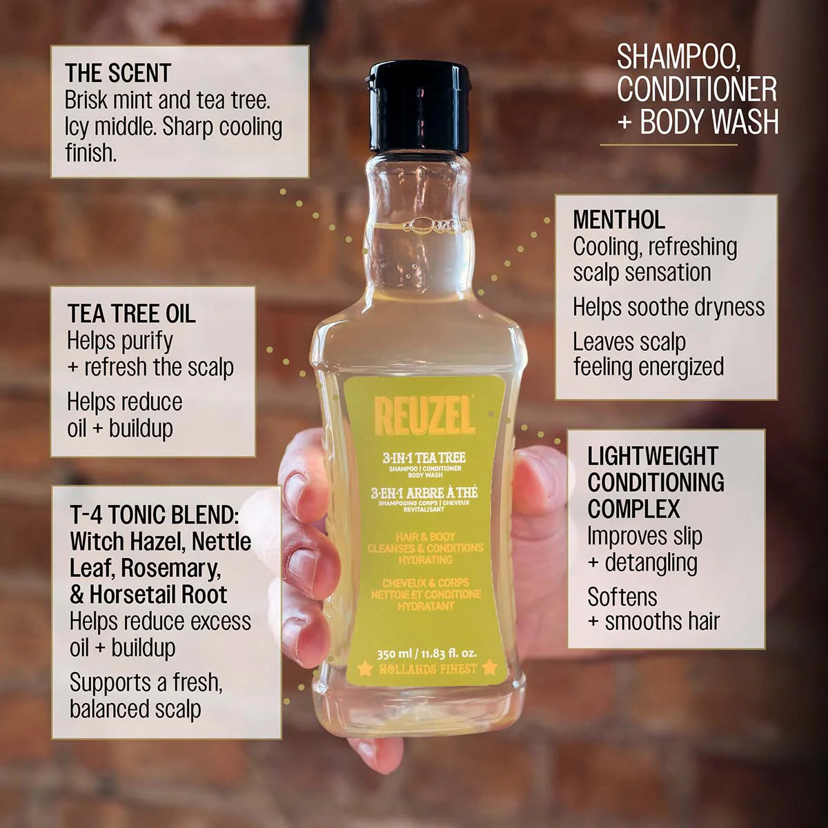 Reuzel 3-in-1 Tea Tree Shampoo Conditioner Body Wash 100ml
