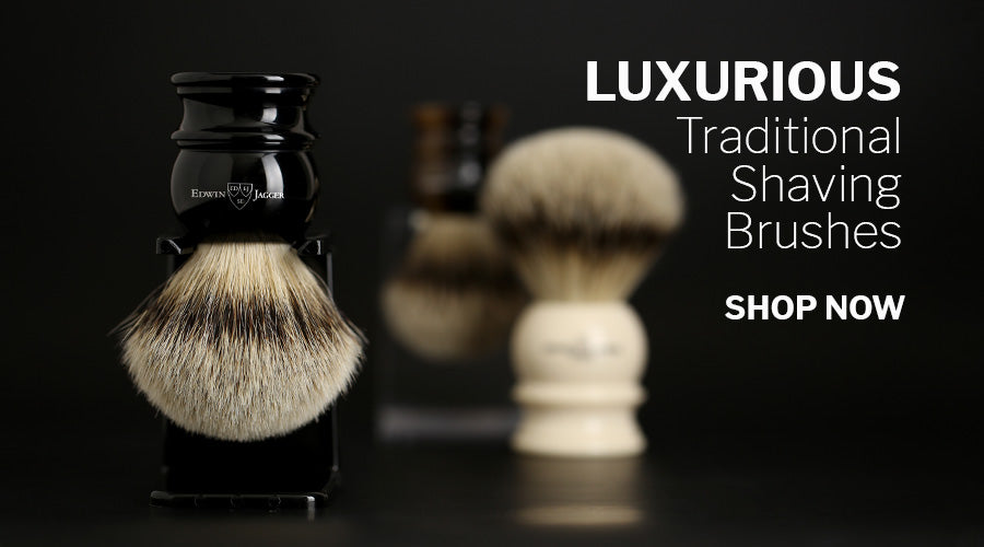 Edwin Jagger Silvertip Shaving Brushes, Faux Ebony, Faux Horn, and Faux Ivory