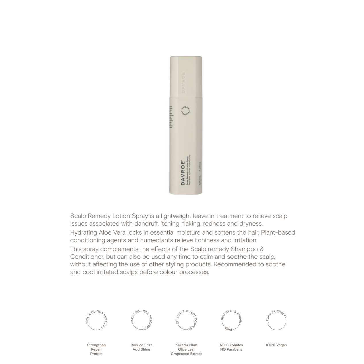 Beige cosmetic bottle with 'DAVROE' branding on a white background