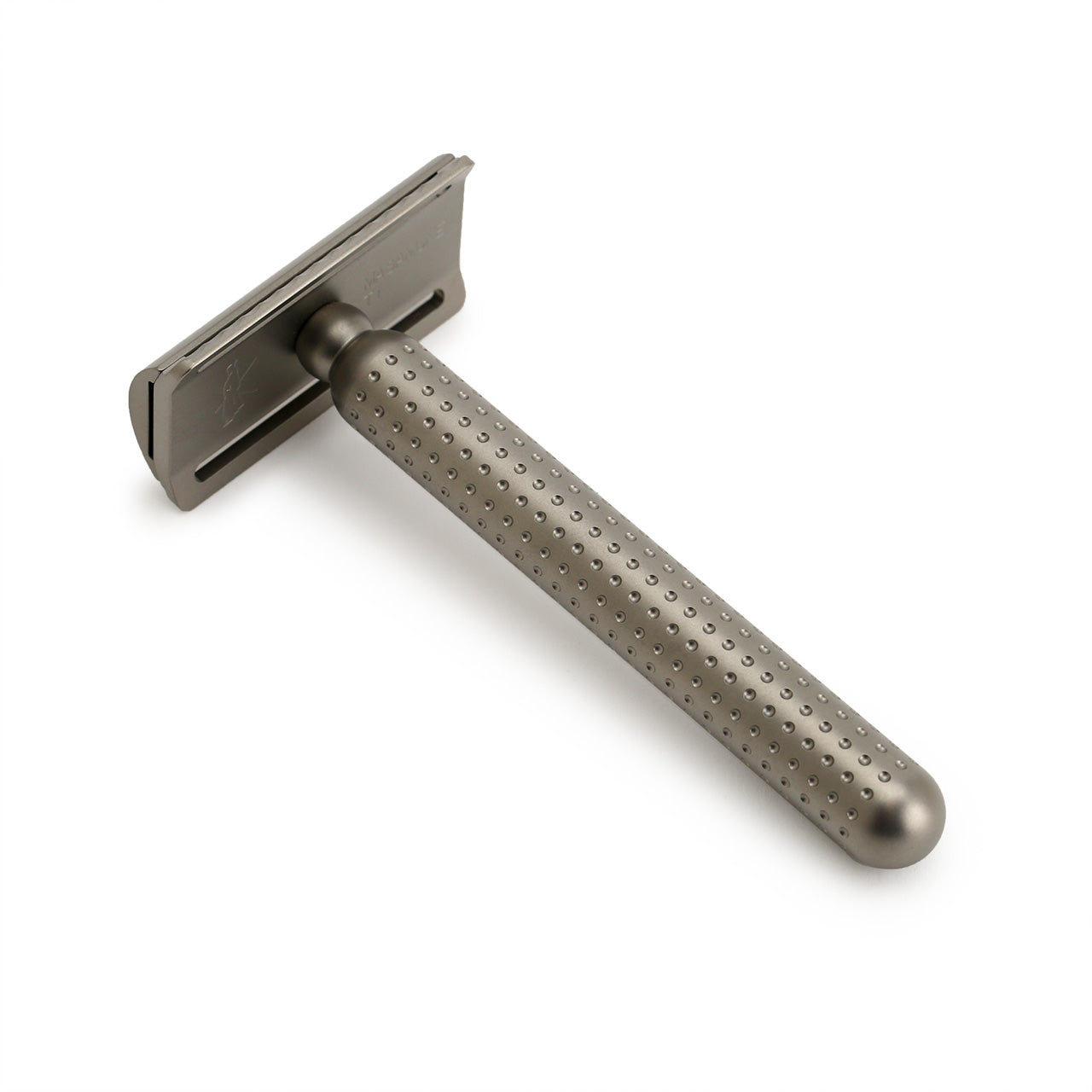 Tatara Titanium Musamune Safety Razor with closed comb, side view