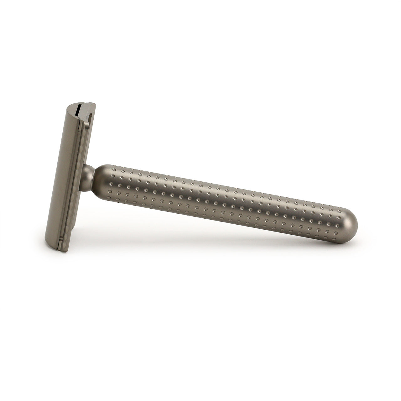 Tatara Titanium Musamune Safety Razor with closed comb, side view