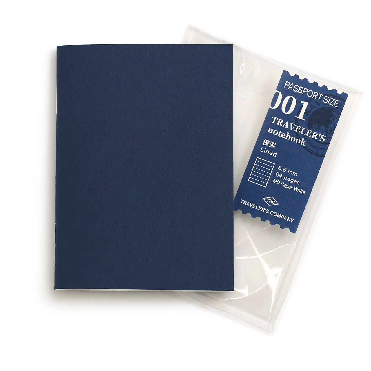 Navy blue lined refill with label 001