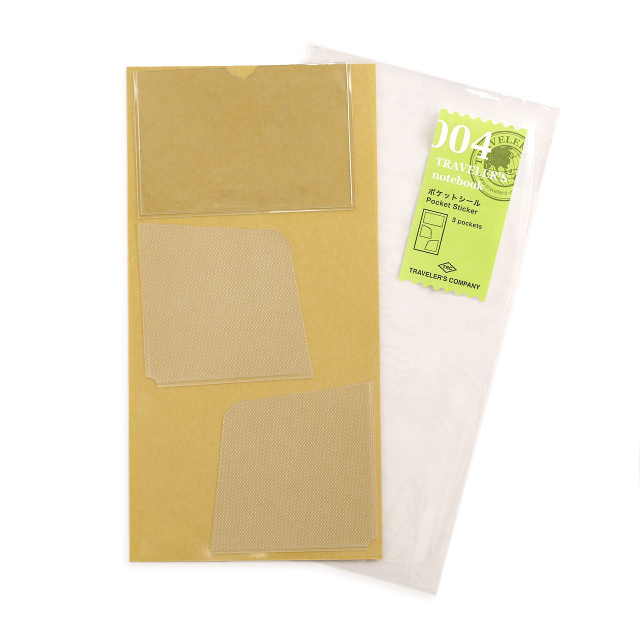 3 self-adhesive pockets  with green label 004 for regular sized travelers notebooks