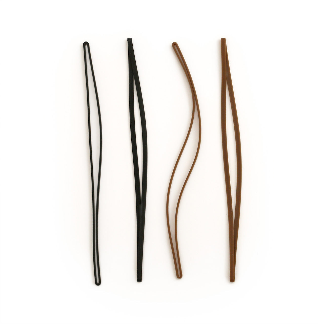 021 Connecting rubber bands for connecting refills in regular sized notebooks. Shows 2 black and 2 brown on a heavy card