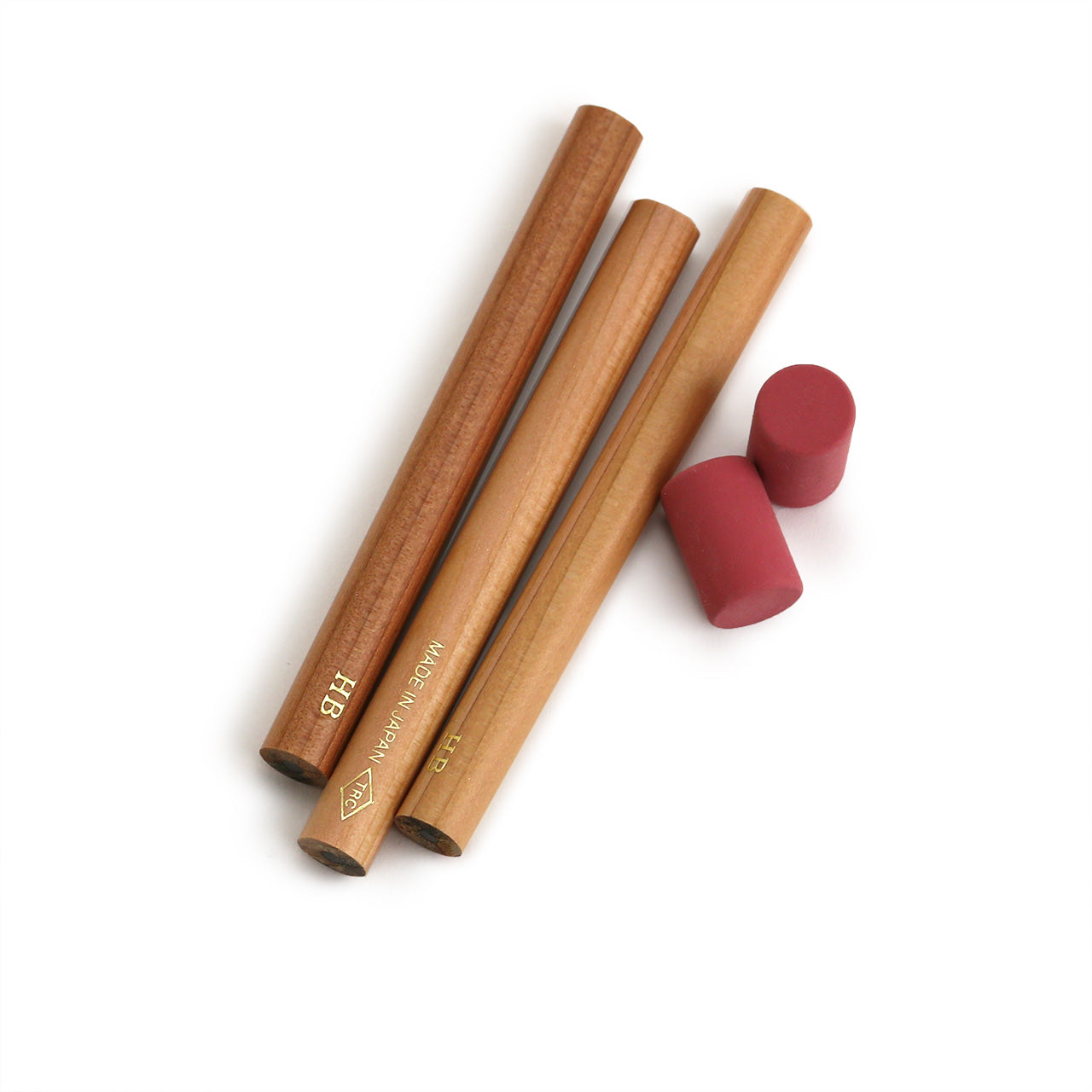 pack of three refill pencils and two erasertrs for Traveler's company brass pencils