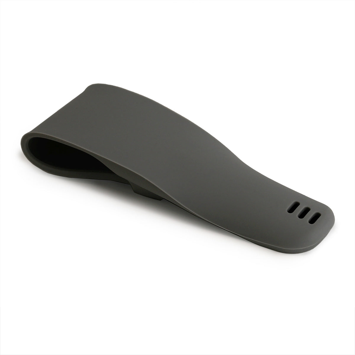 Back view of the dark grey silicone razor case showing the three airflow vents at the base