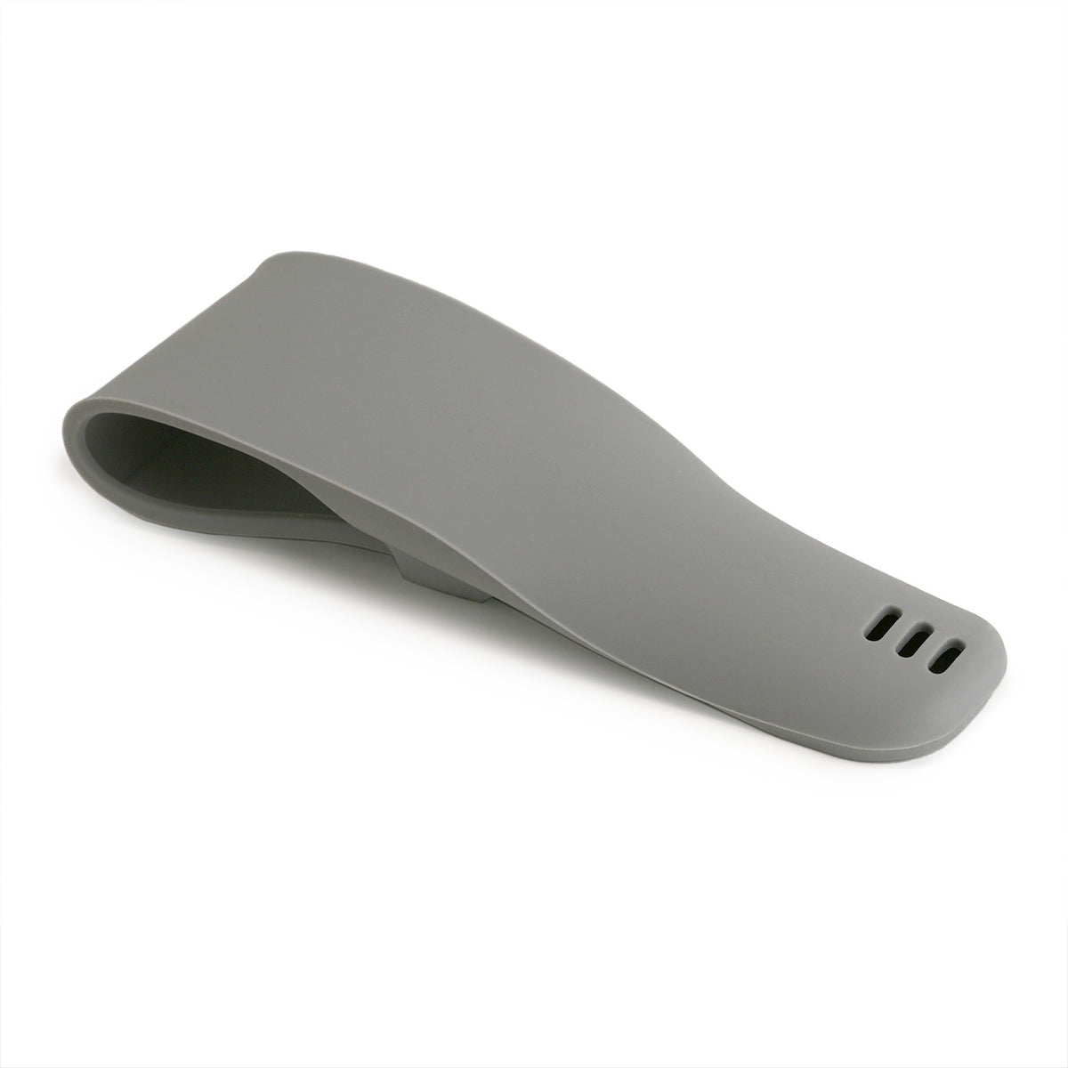 Back view of the light grey silicone razor case showing the three airflow vents at the base