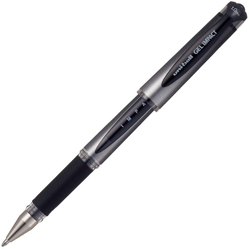 Black and silver pen on a white background