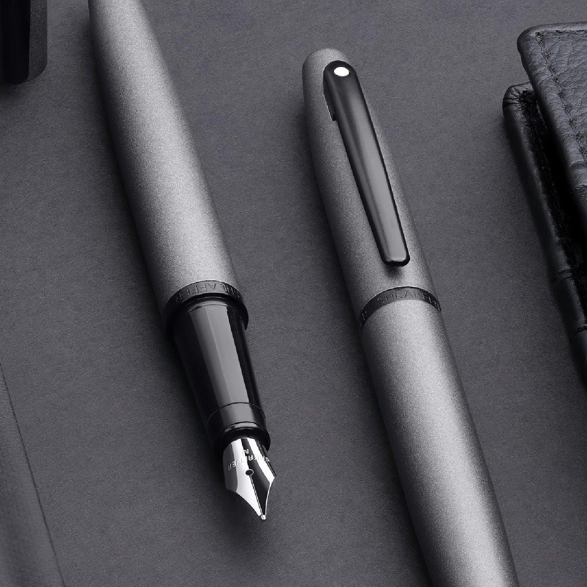 Sheaffer VFM 9424 Matte Grey Fountain Pen with Matte Black Trim