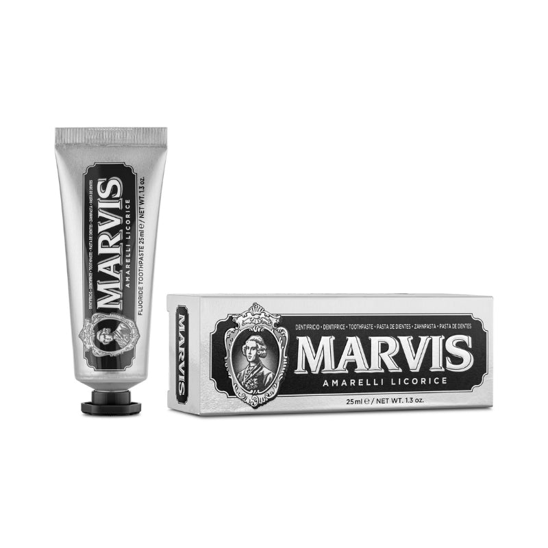 Marvis toothpaste tube and packaging on a white background
