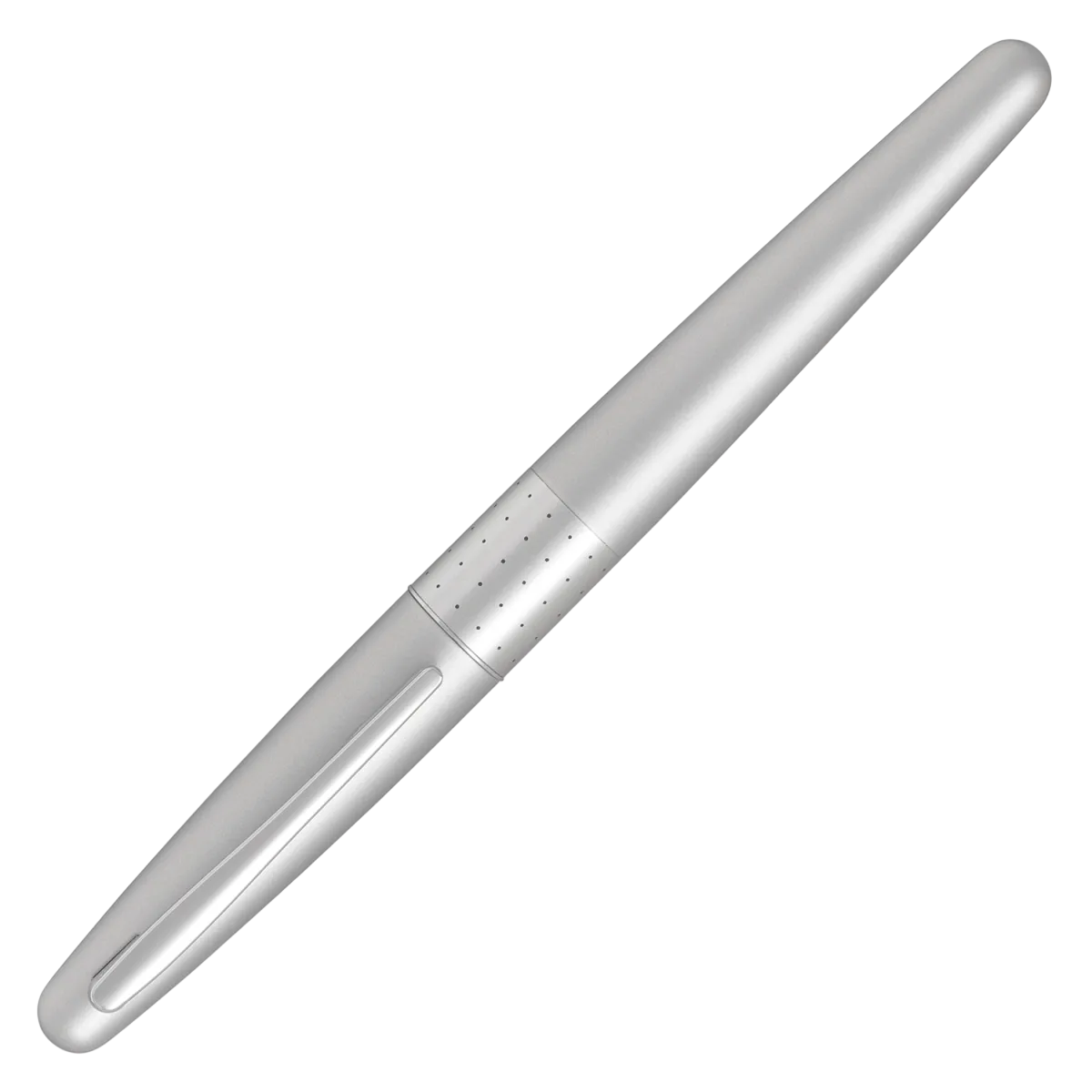 Silver pen on a white background