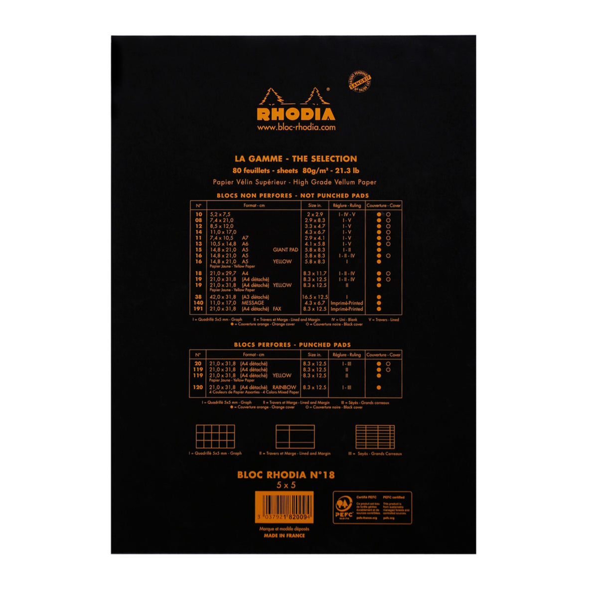Rhodia No.18 Top Stapled Notepad A4 Black