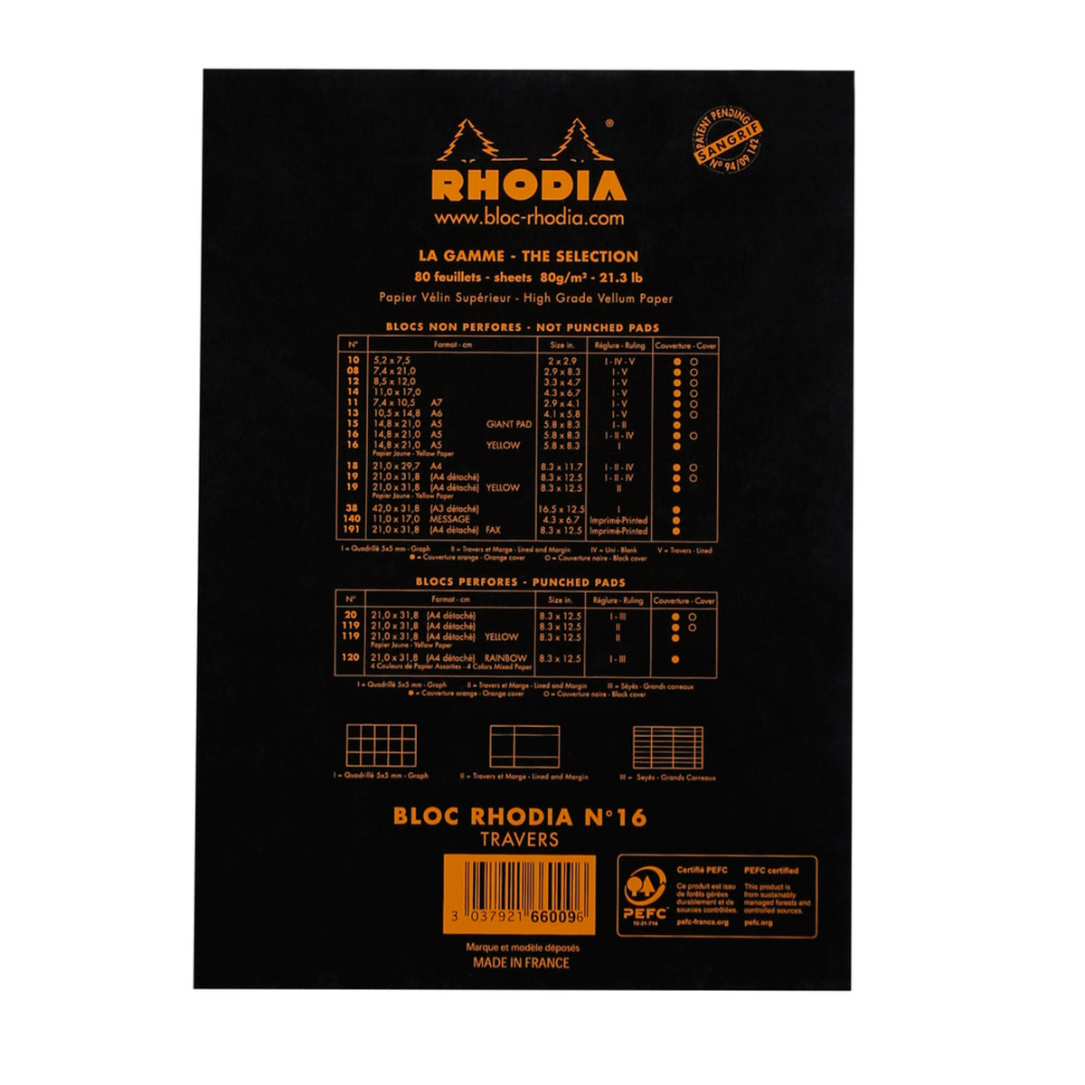 Rhodia No.16 Top Stapled Notepad A5 Black
