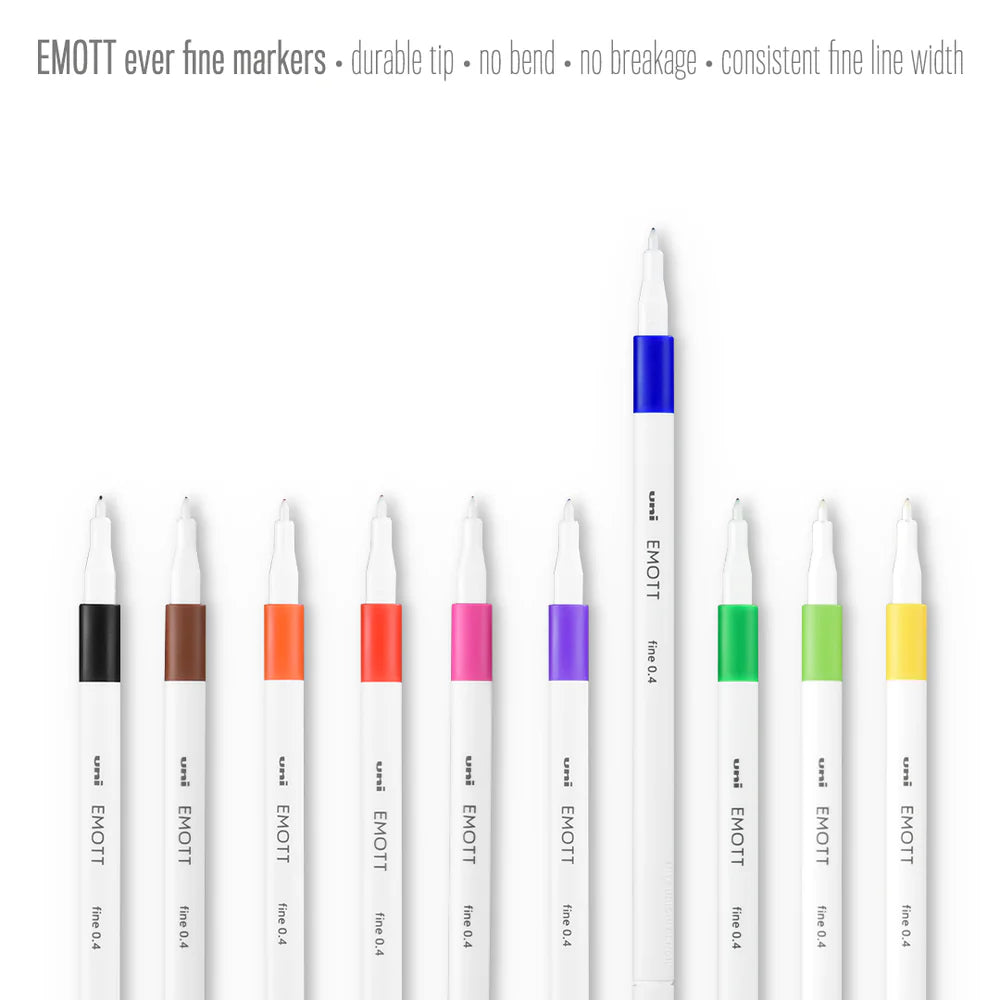 uni‑ball EMOTT Fineliner Marker Pens – 0.4 mm