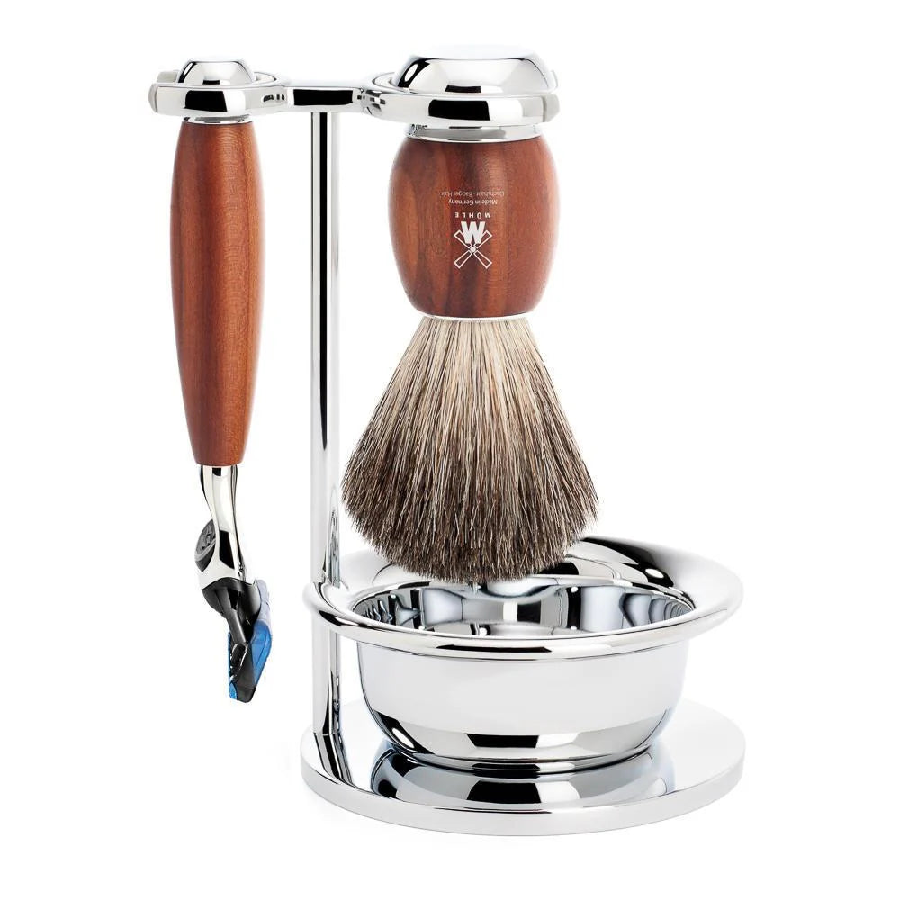 Muhle Vivo 4 Piece Gillette® Fusion™ Shaving Set Pure Badger - Plum Wood
