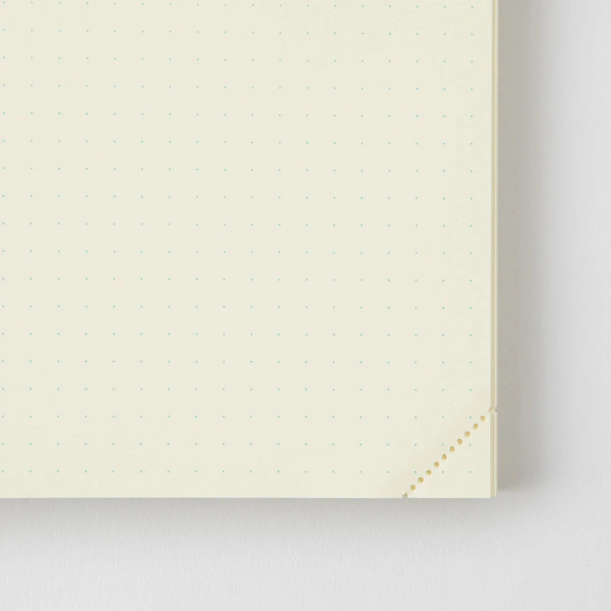 Beige notebook with gold corner on a light gray background