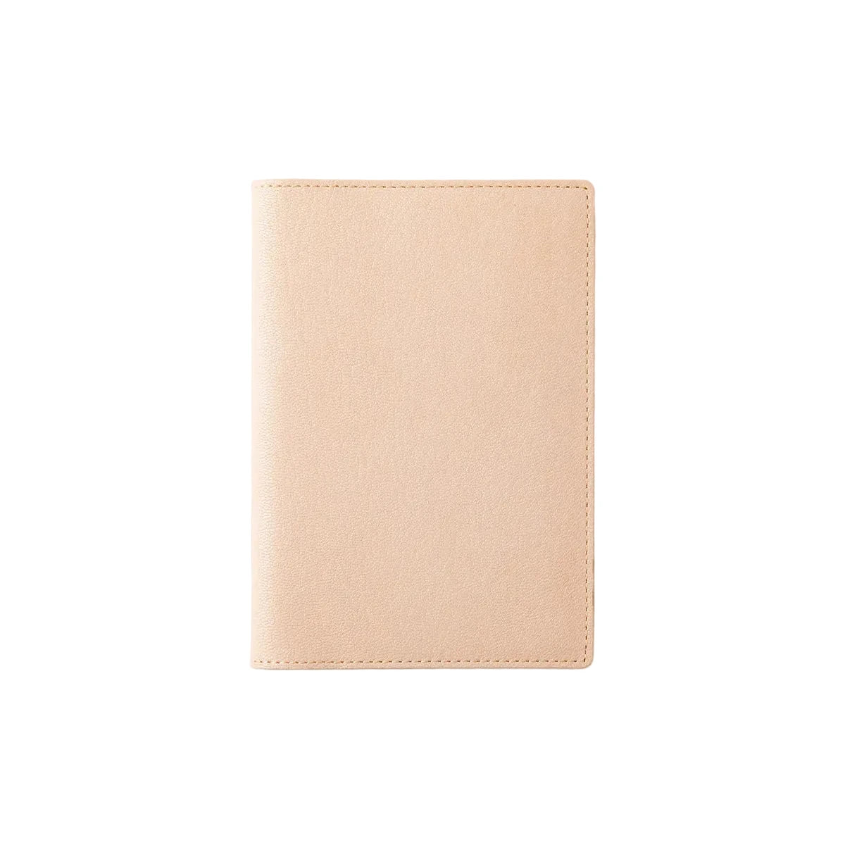 Beige leather notebook on a light gray background