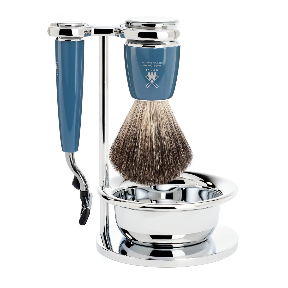 Muhle Rytmo 4 Piece Gillette® Mach3™ Pure Badger Shaving Set - Petrol