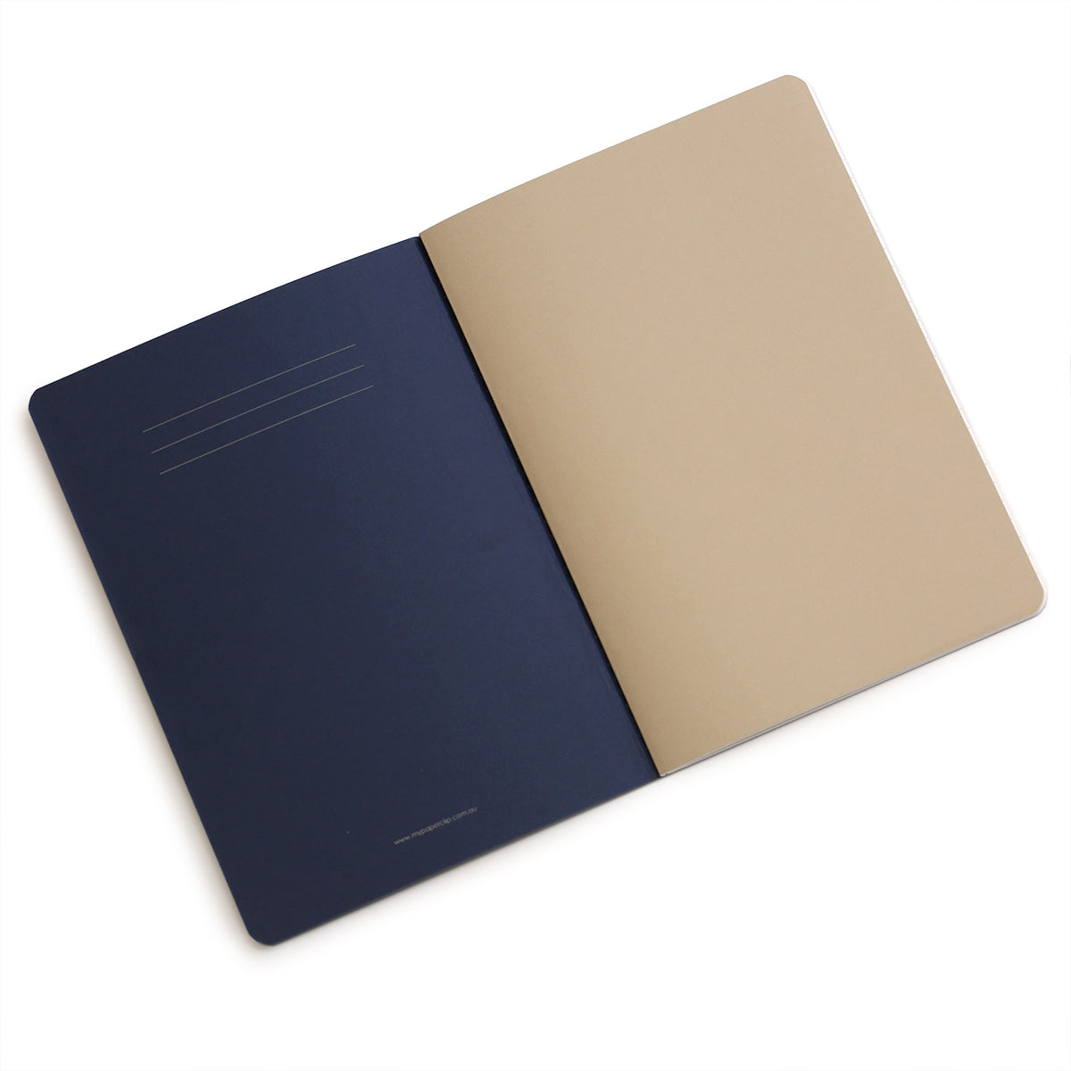 the first inner spread of the A5 refill notebooks shows thie inside cover and the taupe-coloured heavy first page