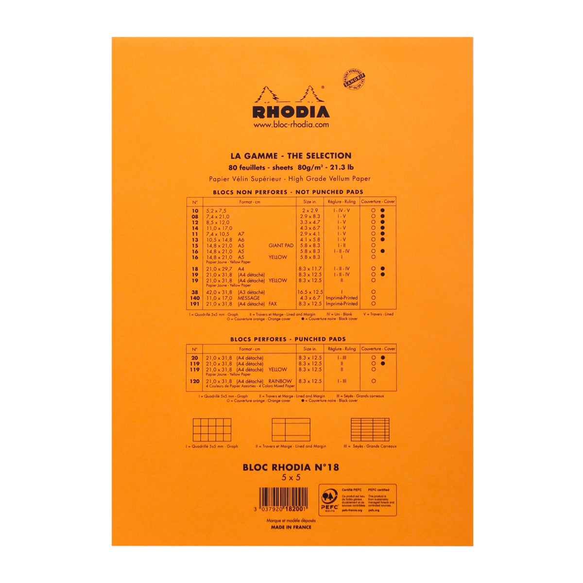 Rhodia No.18 Top Stapled Notepad A4 Orange