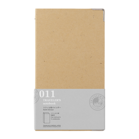 A Kraft Board Traveler's Notebook Refill Binder with a simple and elegant design, featuring a label with '011' and the brand's logo.