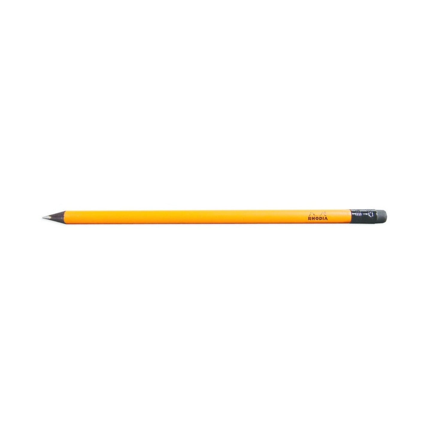 Yellow pencil with black eraser on a white background