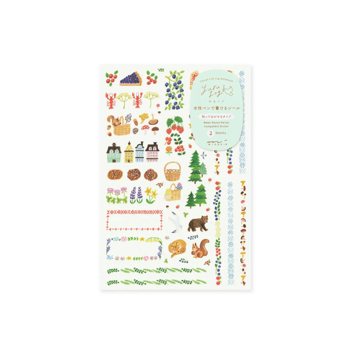 Midori Yuru Log Planner Sticker Sheets - 2 Pieces