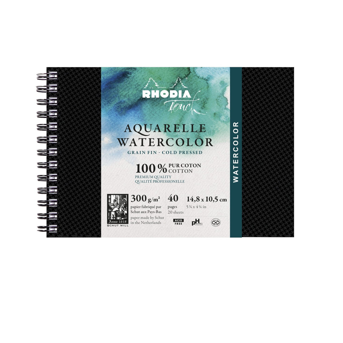 Rhodia Touch Wirebound Watercolour Book (Cold Pressed Paper) A6 Landscape