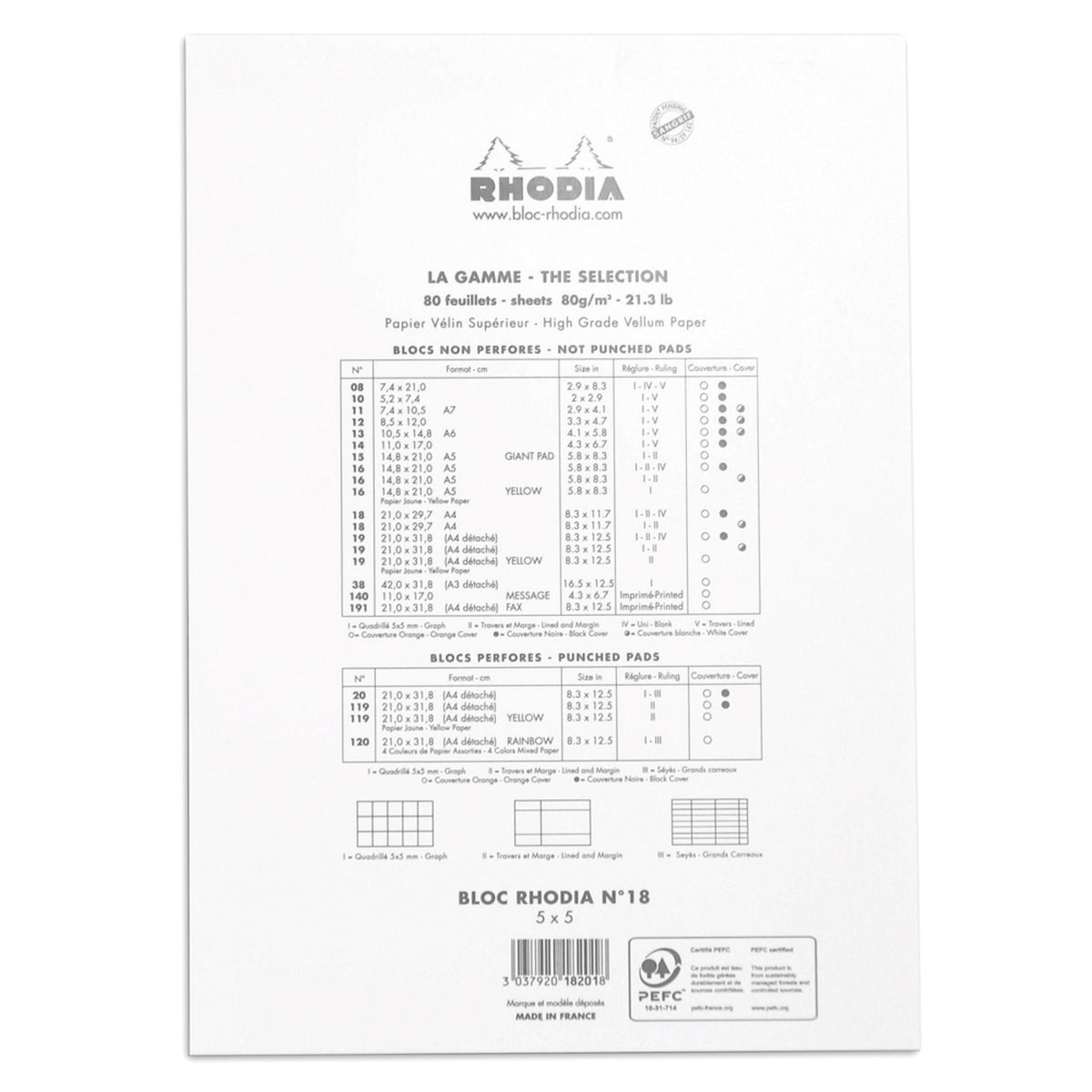 Rhodia No.18 Top Stapled Notepad A4 White