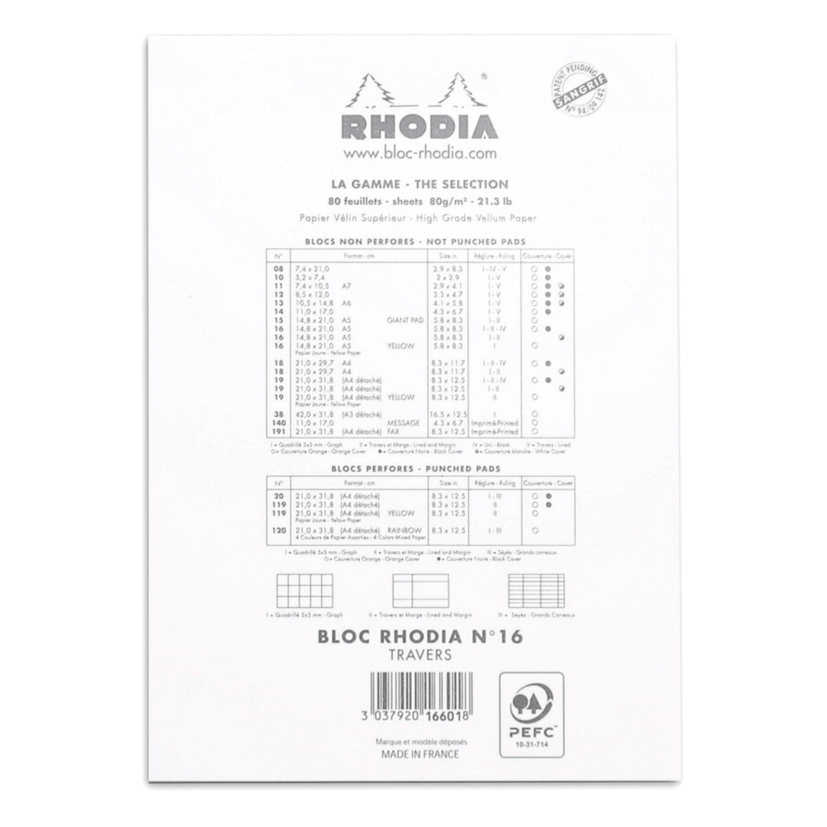 Rhodia No.16 Top Stapled Notepad A5 White