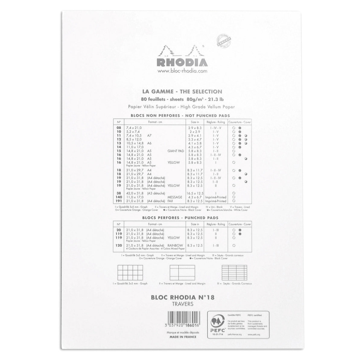 Rhodia No.18 Top Stapled Notepad A4 White