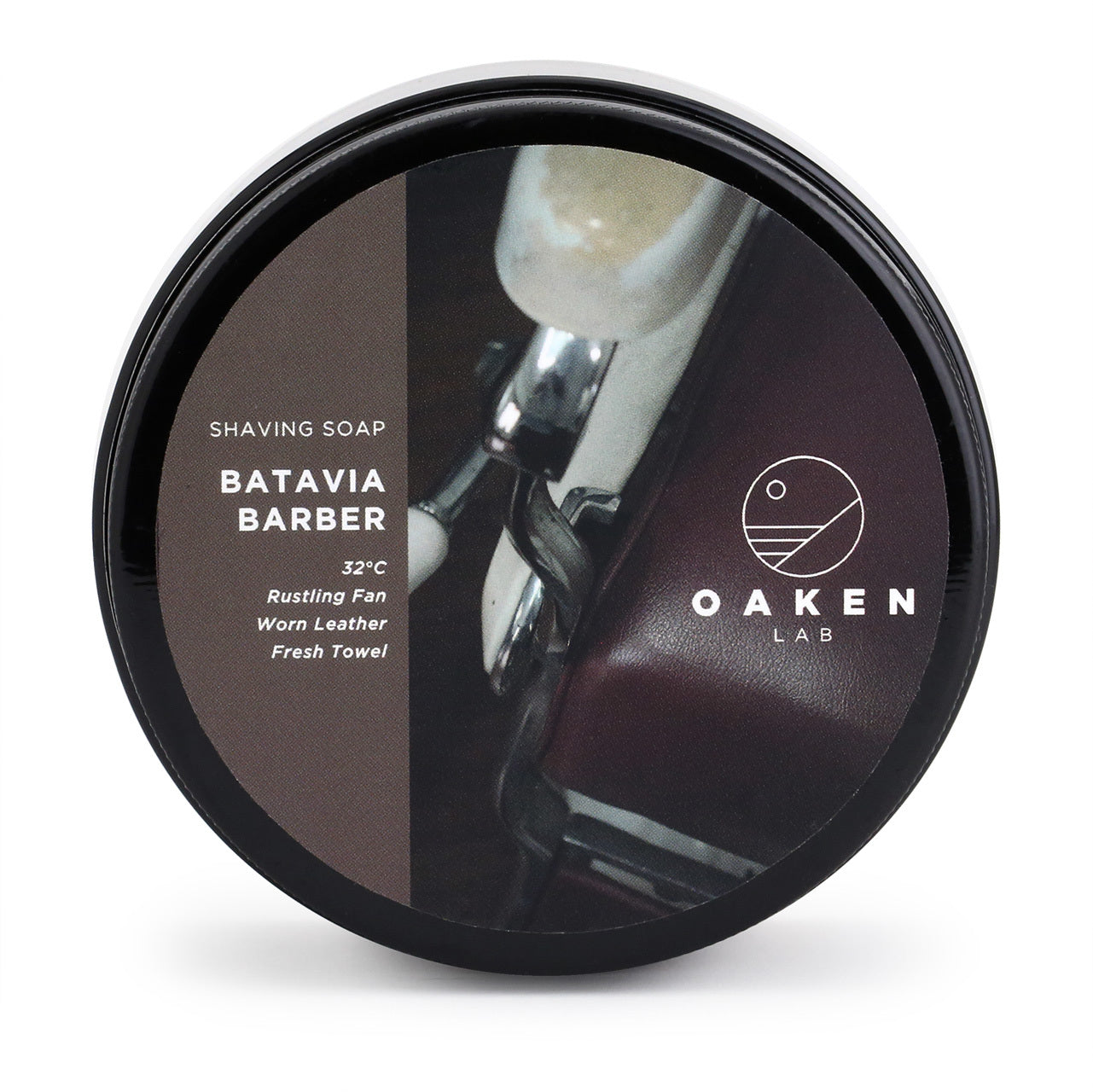 Oaken Lab artisan shaving soap, top view - Batavia Barber